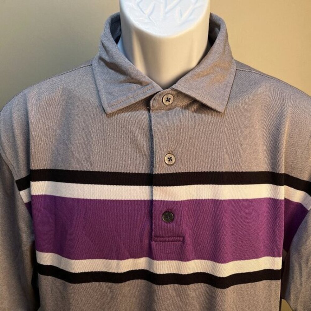 ⛳ FootJoy FJ Men’s Golf Polo Shirt Gray Purple White Large L EUC 🔥